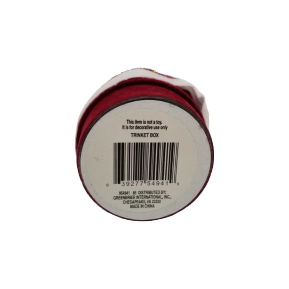 Brown Hair Burgundy Doll Trinket Box Miniature Christmas Porcelain Seasonal - Picture 4 of 7